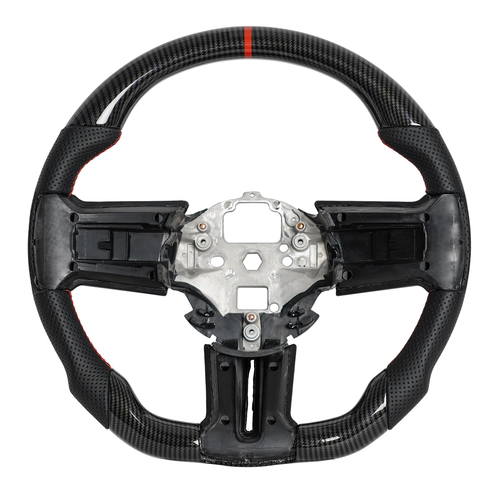Preforated Leather Grip Hydro Dip Carbon Fiber Steering Wheel Fit For Mustang 2012-2014 GT500/V6/Boss 302/GT