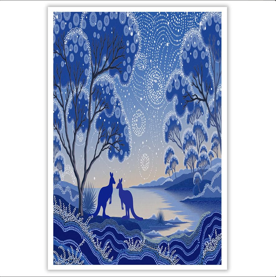 Lienzo de cielo estrellado de ensueño en el bosque, arte de pared místico para tu hogar