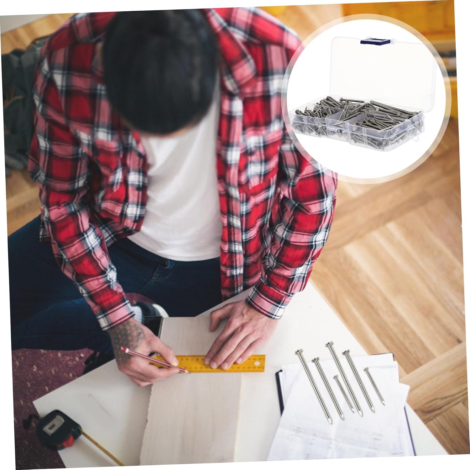 Hemoton 460pcs Assorted Stainless for Picture Hanging DIY Crafts Home Use Resistant Flat Head Design for Easy Installation
