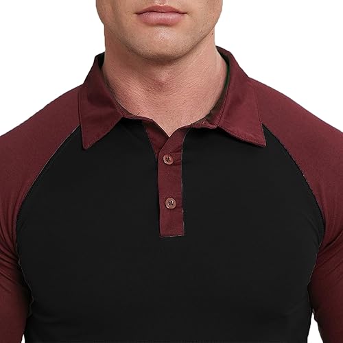 Miniatura 3 de BlackTeak Men's Patriotic Long Sleeve Polo Shirt Patriotic Casual American Flag Graphic Golf Polo Shirts