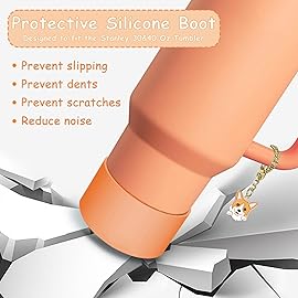 Stanley Cup Accessories Set,Including 2 Pcs 0.4in Straw Cover, 1 Silicone Spill-Proof Stopper, 1 Cute Dog Handle Charm, 1 Silicone Boot Fits Stanley 40&30 Oz Tumbler (Sunshine Orange)