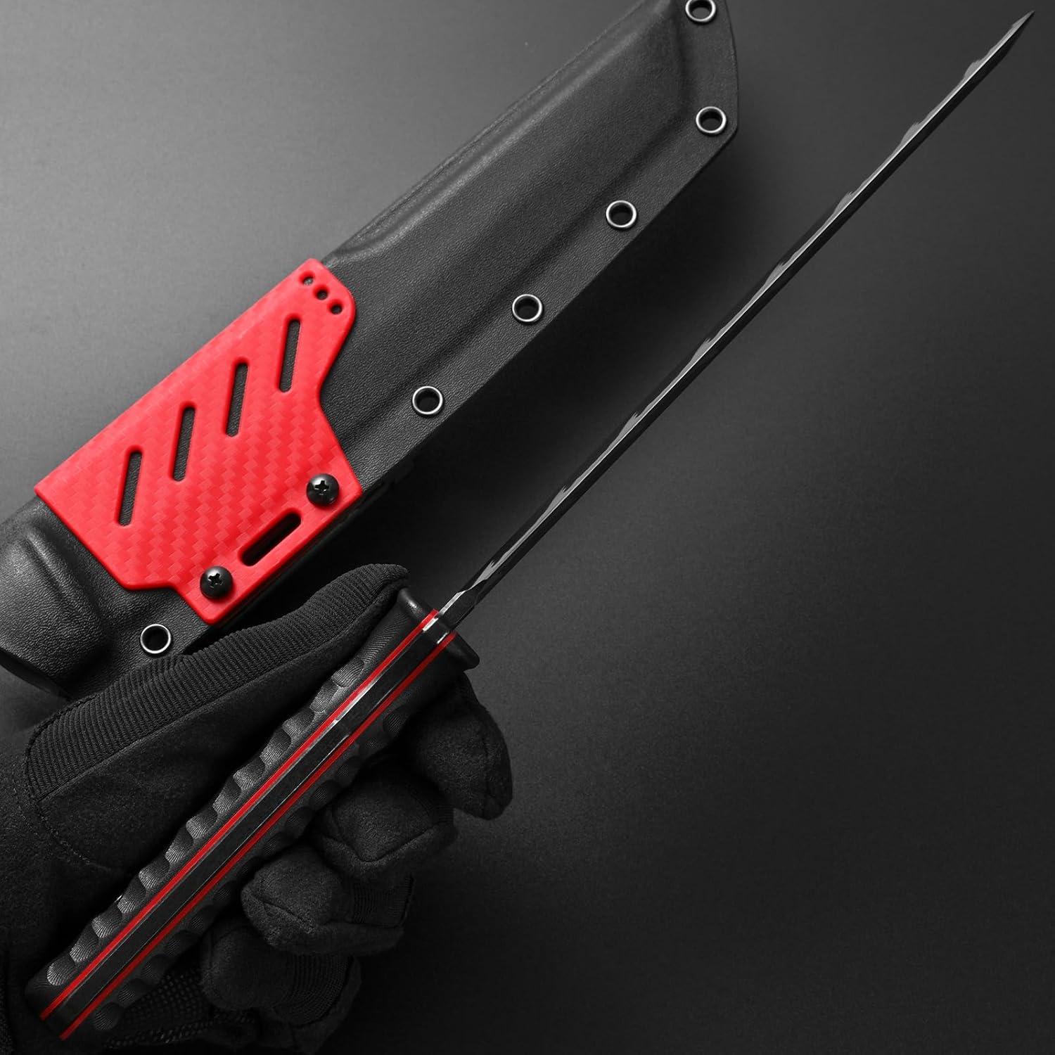 GTK6 Fixed Blade Knife AUS-10 Steel Blade Full Tang Nylon Fiberglass Handle EDC Fixed Knifes for Outdoor Camping Adventure (black) - Image 8