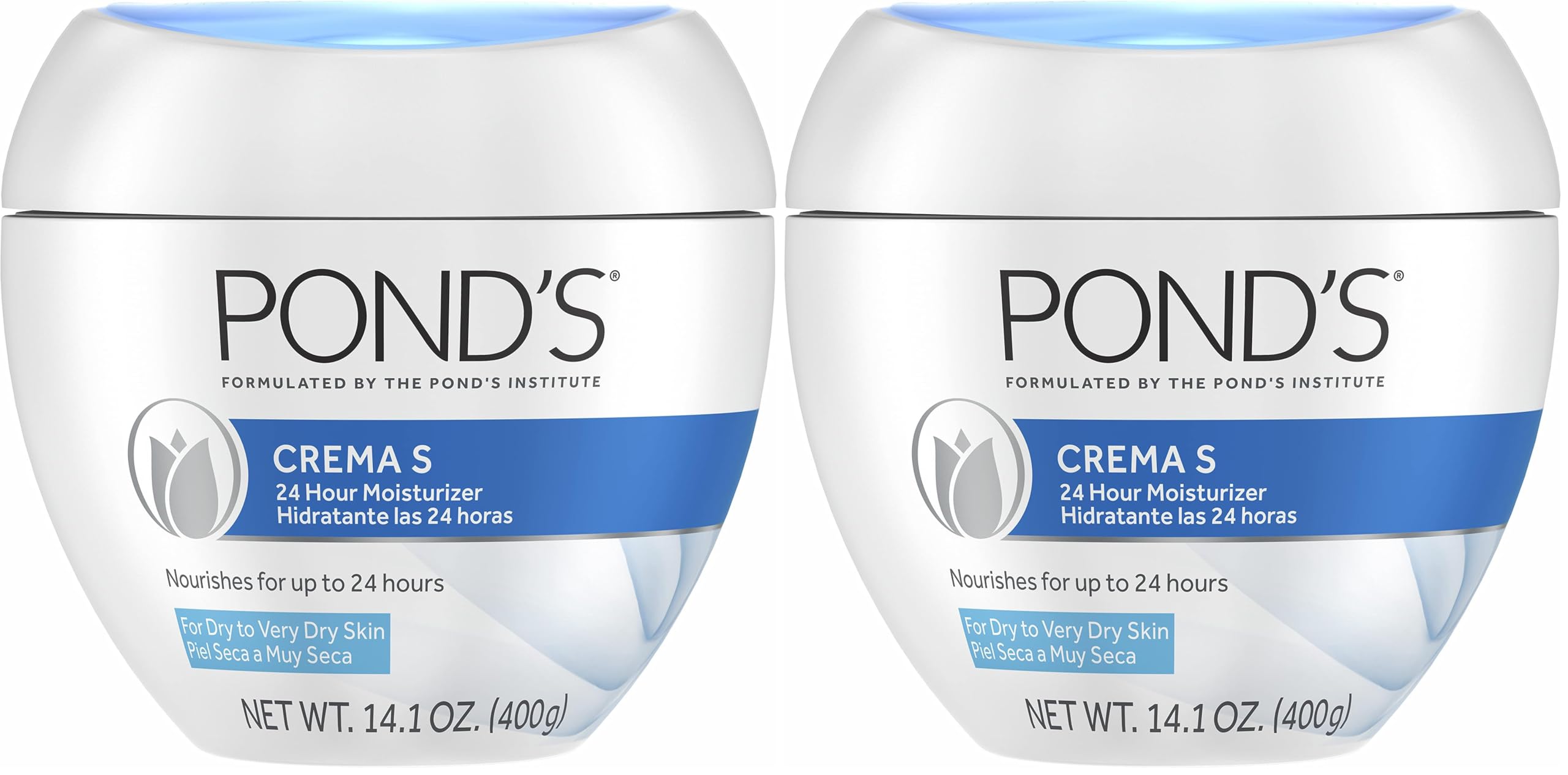 POND'SCrema S Nourishing Face Moisturizer for Women, Skin Care Facial Moisturizer Cream for Dry to Very Dry Skin, Nourishes for up to 24 hours 14.1 oz (Pack of 2)