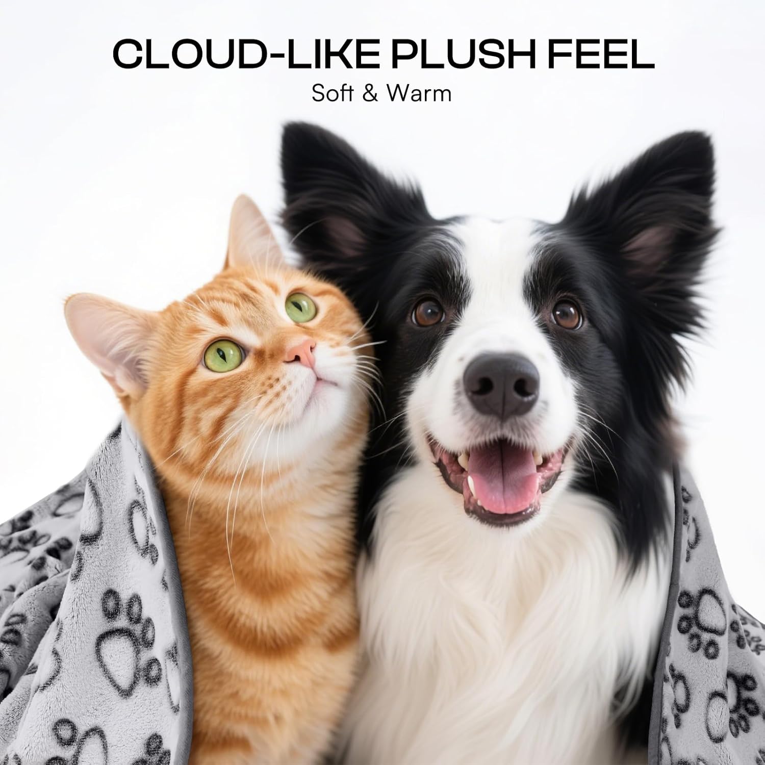 Luciphia 1 Pack 6 Dog Blankets Cat Soft Fluffy Fleece Pet Blanket Warm Cute Print Design Puppy Kitten Doggy Paw Grey Small(23"x16") - Image 2