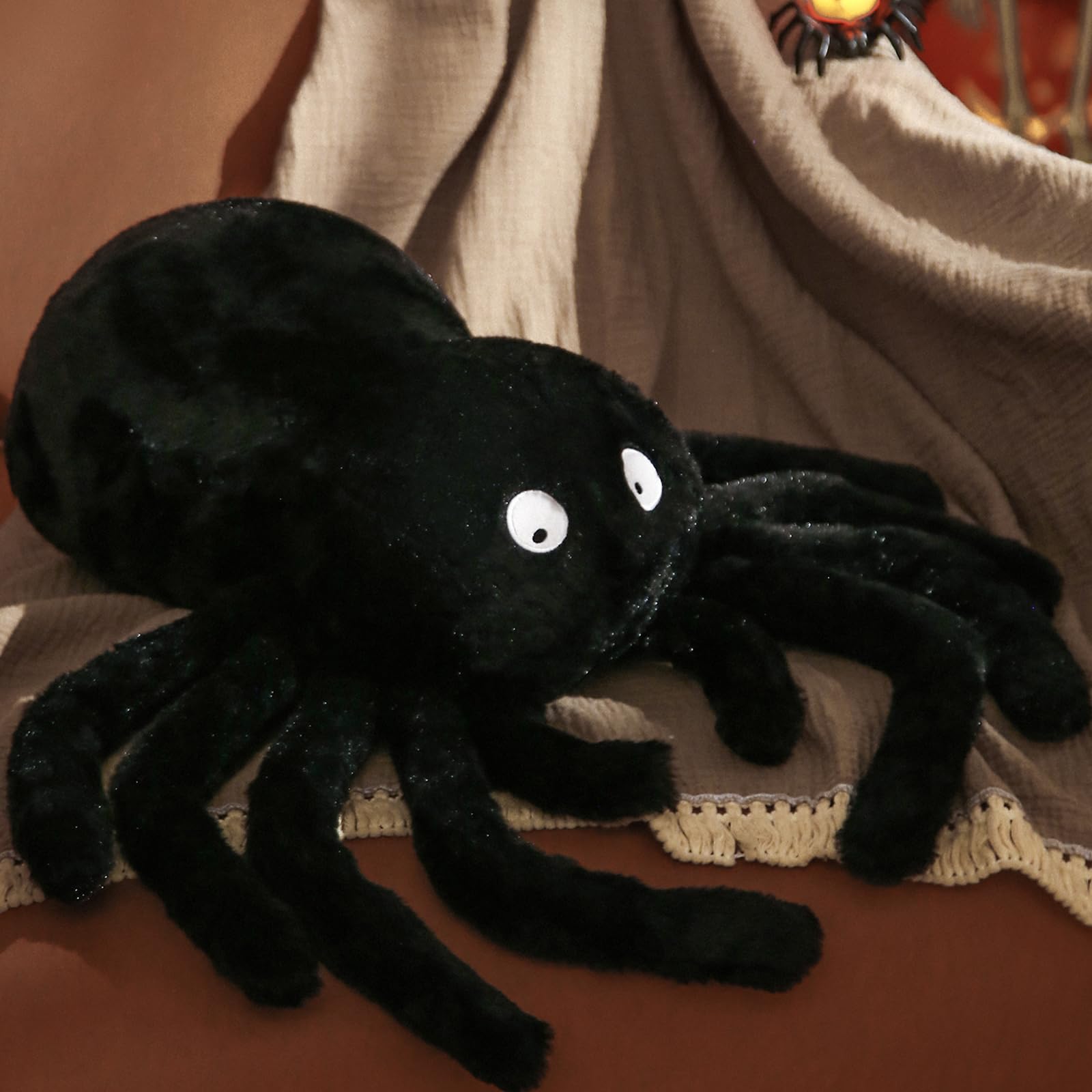 YRXRUS Spider Pillows, Spider Shaped Throw Pillow for Room Decoration, Black Plush Gifts, Extra-Large 16x22 in Soft Rabbit Fur Pillow for Natural Accent Pillows