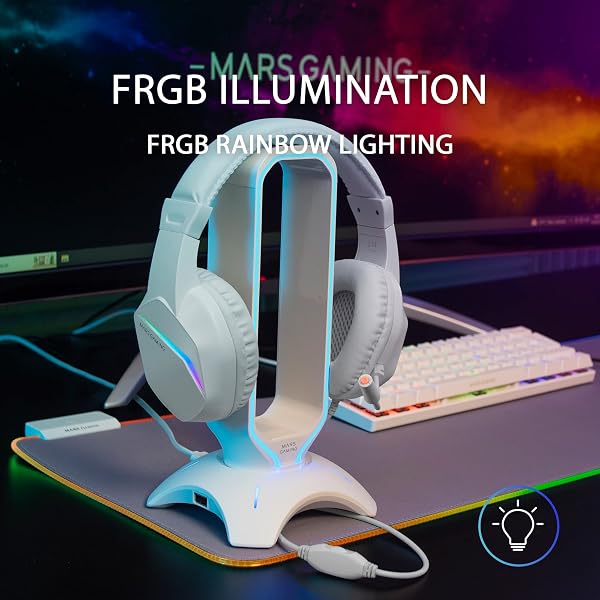 Mars Gaming MH122, Casque de Jeu FRGB Over Ear avec Microphone, Son HiFi, Annulation du Son, Ultra Léger, PS4 PS5 Xbox Switch Switch 2 Tablet Windows Mac, Blanc - 2