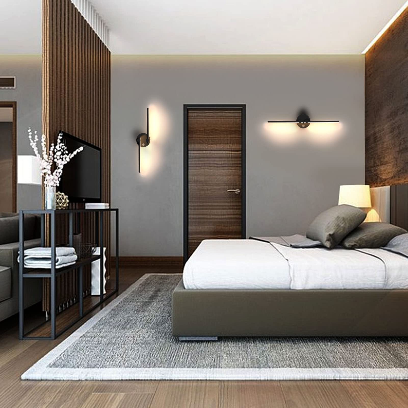 KAWELL 10W Interno Moderno LED Lampada da Parete con Interruttore | LED Lampada da Muro, Applique da Parete, Ruotabili a 300°, per Camera da Letto Soggiorno Sfondo Muro Corridoio Scale