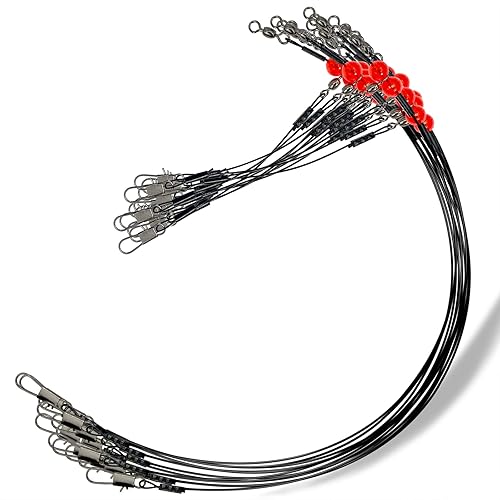 Miniatura 19 de YOTO Líderes de pesca, aparejo de aparejos de acero inoxidable con señuelo de aparejos giratorios a presión, líder de alambre de agua salada, líder