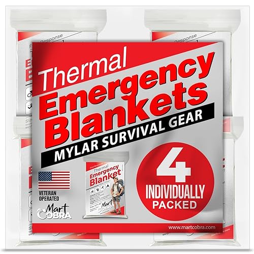Emergency Blanket 4-Pack Space Mylar Blankets Survival Gear and Supplies