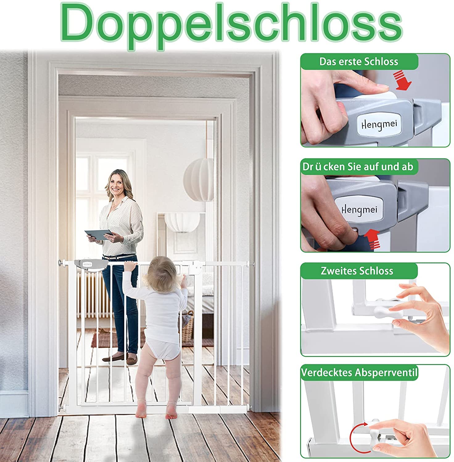 Cancelletto Sicurezza Scale - Metallico A Pressione 75-85cm Per Bambini