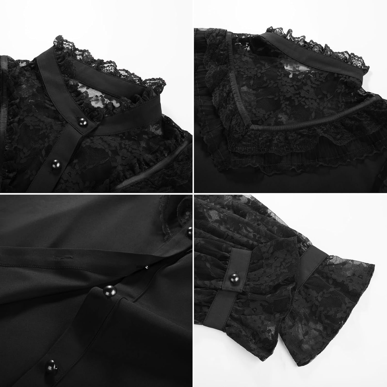 Scarlet Darkness Women Victorian Blouse Elegant Ruffle Lace Long Sleeve Tops - Image 7