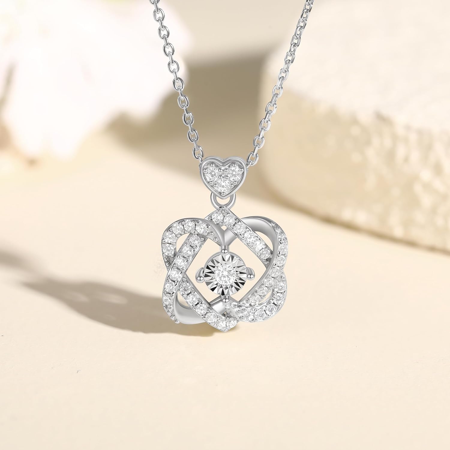 Sterling Silver Lab Grown Diamond Halo Pendant Necklace, Chain Included,ideal gift for anniversaries, birthdays, or any milestone celebration - Image 2