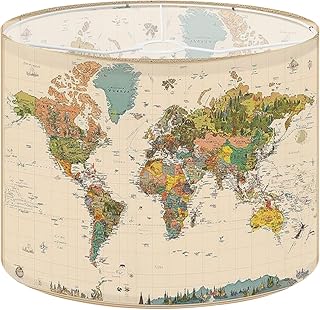 Lamp Shade detailed retro political world map italy water city Drum Lampshades for Floor Lamps Table Lamps 13"x13"x10" Medium Replacement Linen Lamp Shade Easy Assembly