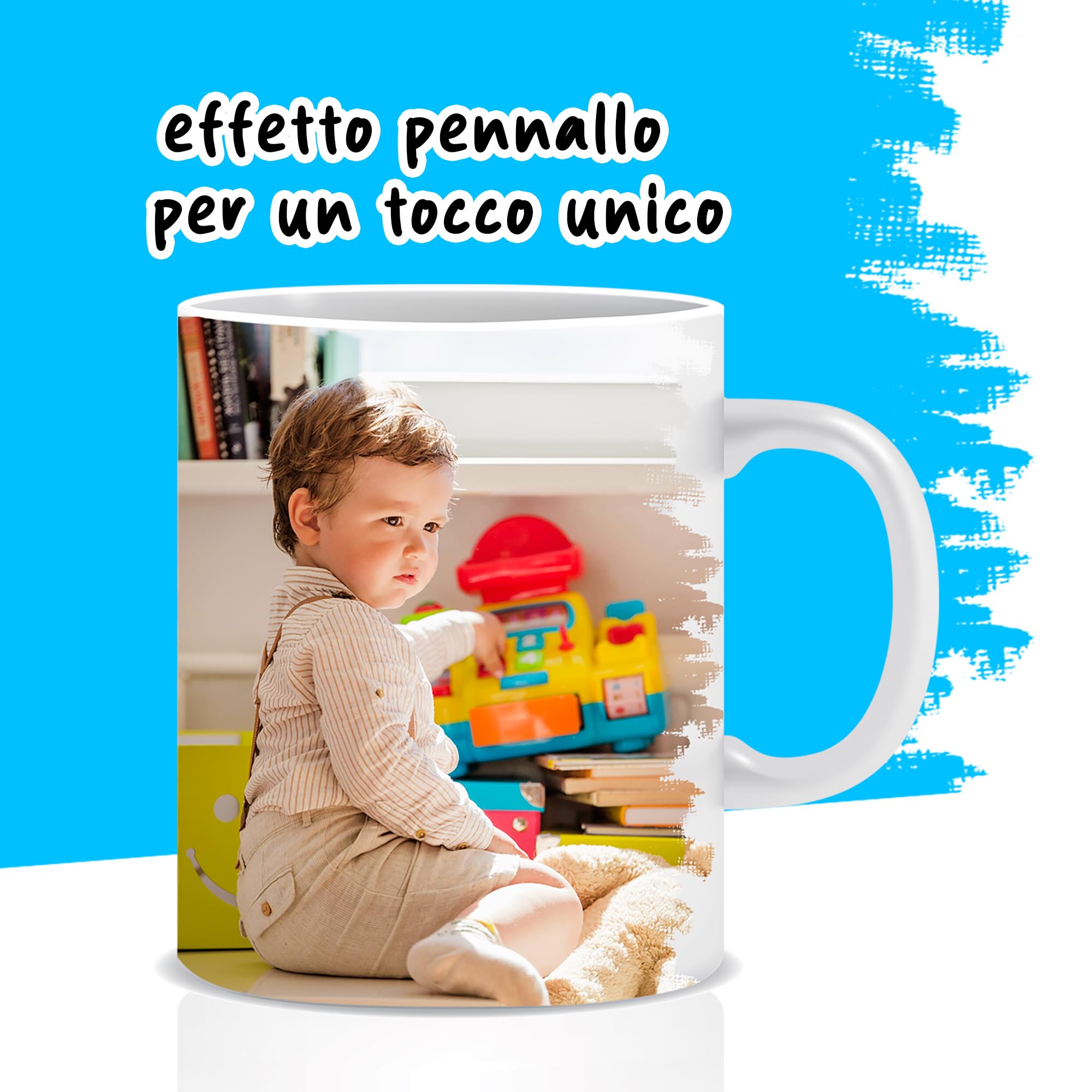Tazza Personalizzata Fino a 3 Foto, Made in Italy - Tazza in Ceramica 325 ML Interamente Personalizzabile a 360 Gradi con Foto - Idea Regalo Compleanno Amica, Festa della Mamma e San Valentino