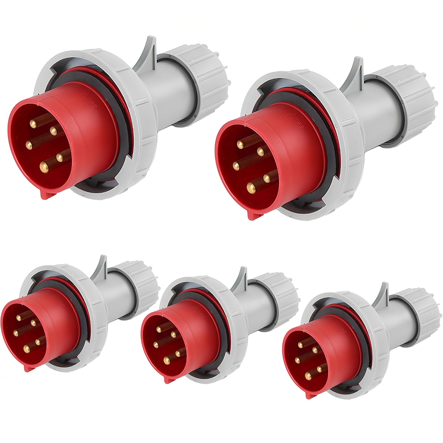 IP67 5Pcs 32A Industrial Plug and Socket Waterproof Connector 3PIN 4PIN 5PIN 16A Waterproof Electrical Connection Wall Mount Socket (32A Plug,4P)