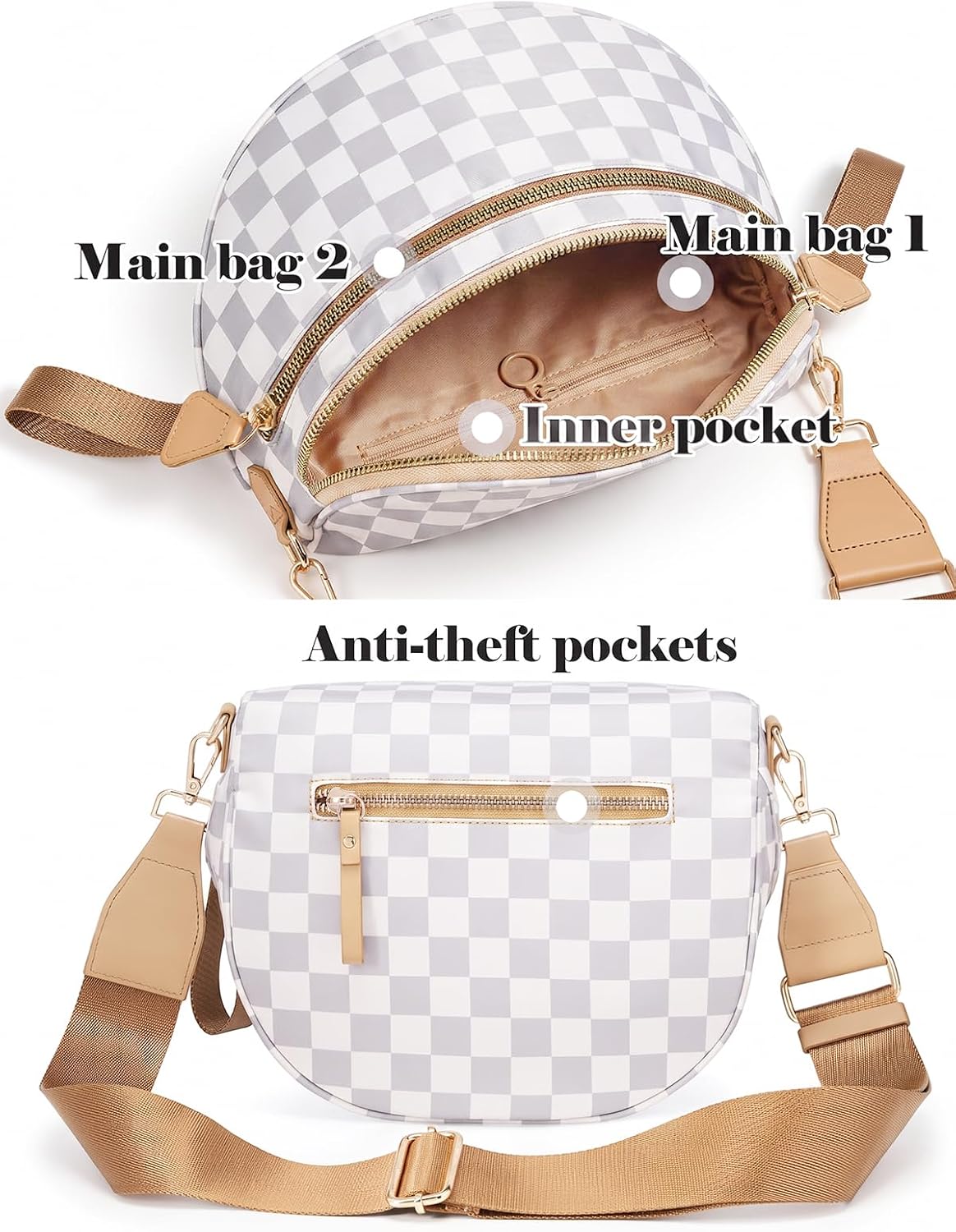 Checkered Crossbody Bag Bum Bag for Women,Spacious Fanny Packs Belt Bag thumbnail