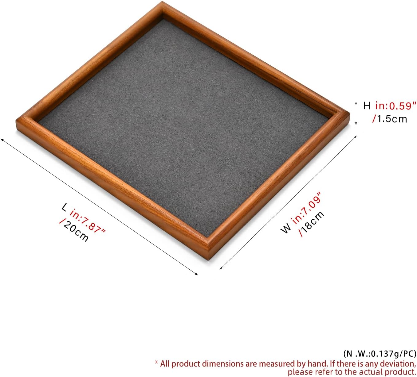 Jewelry Display Tray for Ring Earrings Necklace Bangle Solid Wood Jewelry Dish Tray Catchall(M,Grey)