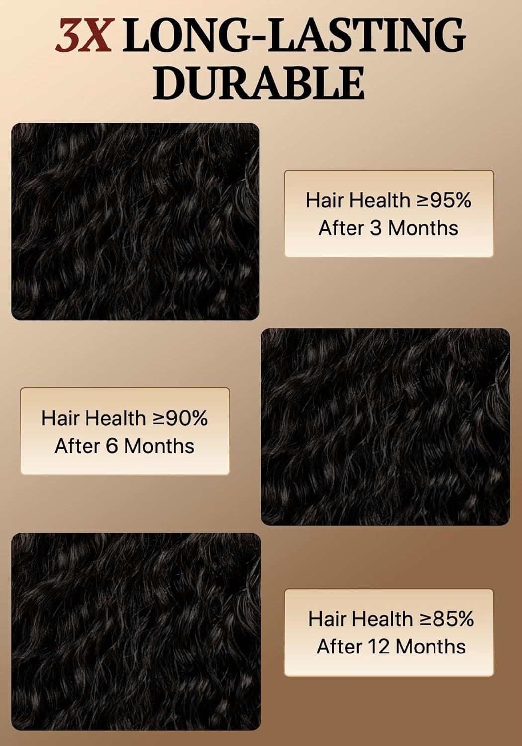 TRIIPPY Deep Wave Bundles Human Hair,Curly 3 Bundles by 100% Raw Cambodian Human Hair,Triple Lifespan Over Regular Virgin Hair Bundle,No.1 Raw Hair Brand On Amazon(16 18 20 Inches,Natural Color)
