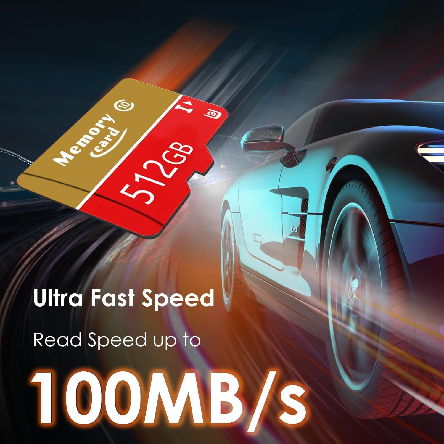 MicroXC Card 512GB TF Card A1, UHS-I, U3, V30, Class 10 Compatible, Read Speed Up to 100 MB/s,Write Speed Up to 75 MB/s, Adapter Included