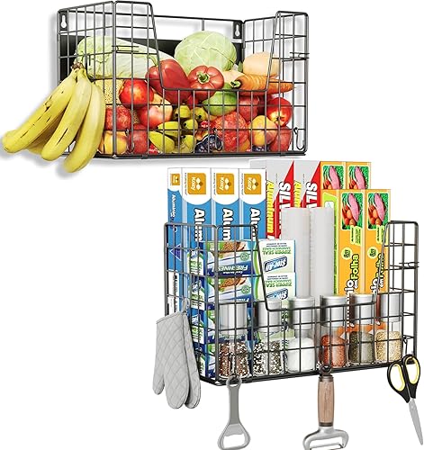 Cesta magnética para refrigerador, organizador de almacenamiento para frutas y envolturas, estantes magnéticos para el lado del refrigerador para