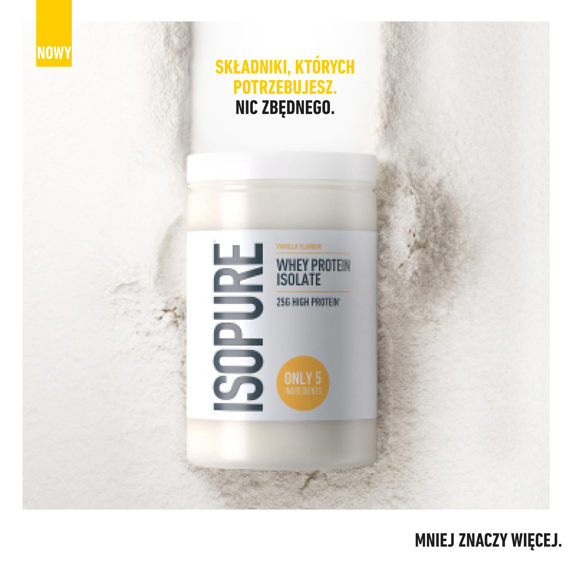 Isopure Waniliowy Izolat Białka Serwatkowego, Wysoka Zawartość Białka 25 g na Porcję, Niska Zawartość Cukru, Bez Sztucznych Aromatów i Słodzików, Tylko 5 Składników, 450 g