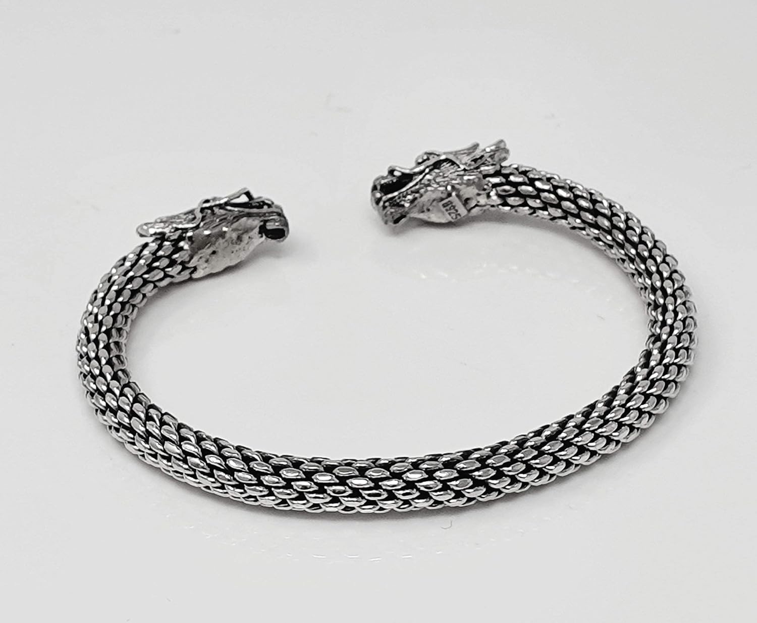 Men's 925 Sterling Silver Bangle Dragon Head Details, Silver Cuff Bangle for Men - Ideal gift for him - Image 3
