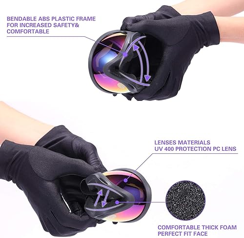 Miniatura 4 de Paquete de 2 gafas de esquí de nieve, gafas de snowboard para niños, adolescentes, jóvenes, adultos