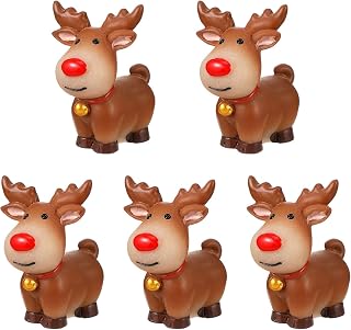 5pcs Mini Reindeer Figurines for Crafts,Miniature Christmas Deer Figurines for Fairy Garden,Tiny Resin Elk Statues Cute Reindeer Ornaments Decorations for Diy Snow Globe,Stocking Stuffer,Home Decor