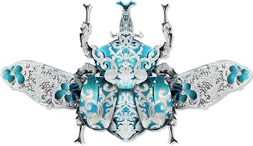 Piececool 3D Metal Puzzles for Adults, Rhinoceros Beetle 3D Model Building Kits Insect Themed Brooch Assembling DIY Crafts Creative Birthday Gifts,22Pcs