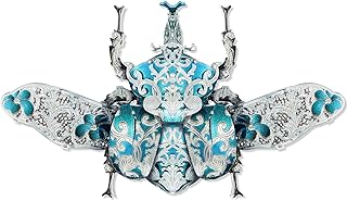 Piececool 3D Metal Puzzles for Adults, Rhinoceros Beetle 3D Model Building Kits Insect Themed Brooch Assembling DIY Crafts Creative Birthday Gifts,22Pcs