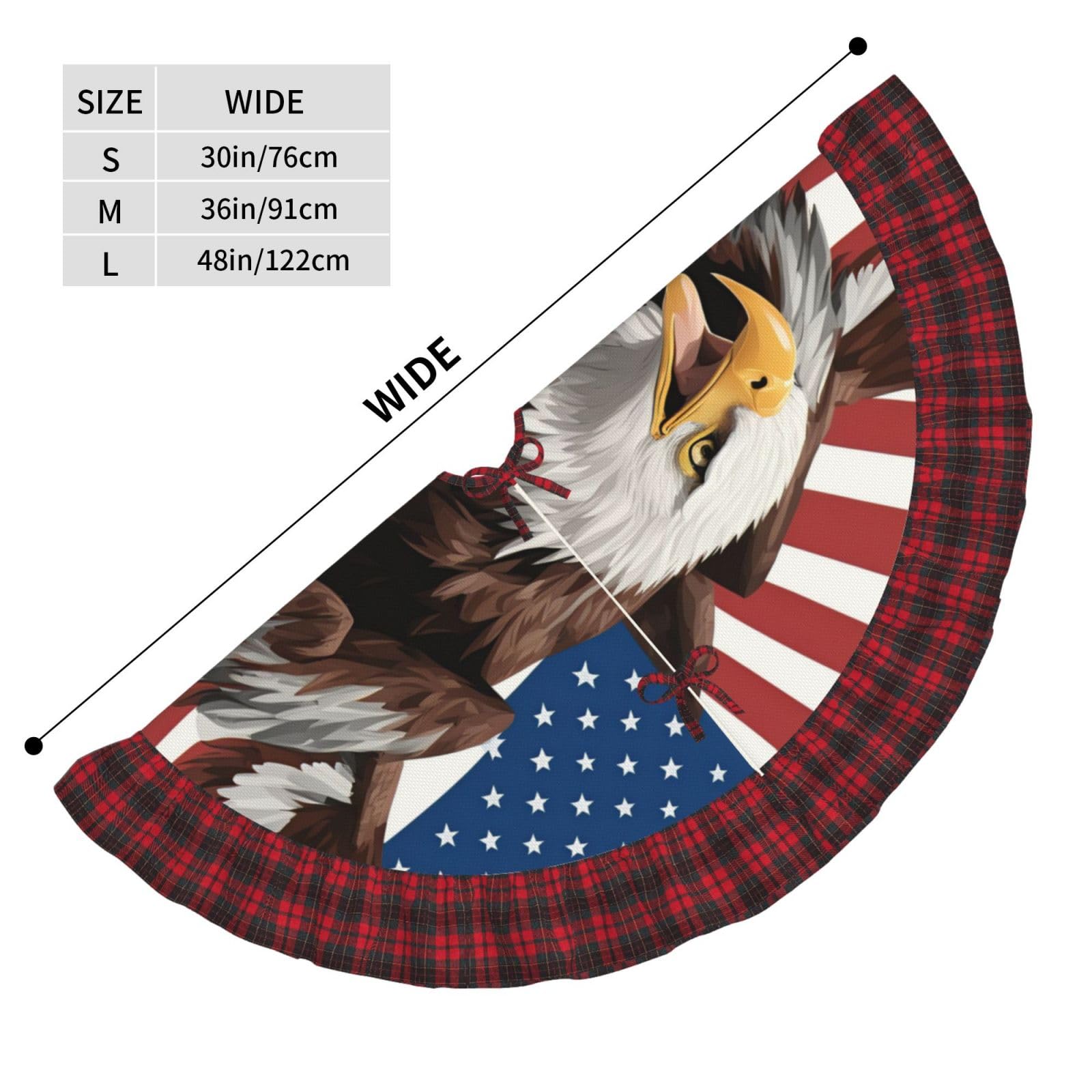 Patriotischer Weihnachtsbaumrock – USA-Flagge Mit Adler, 120 Cm Durchmesser, Aus Weichem Polyester – Für 4. Juli, Weihnachten & Feiertage
