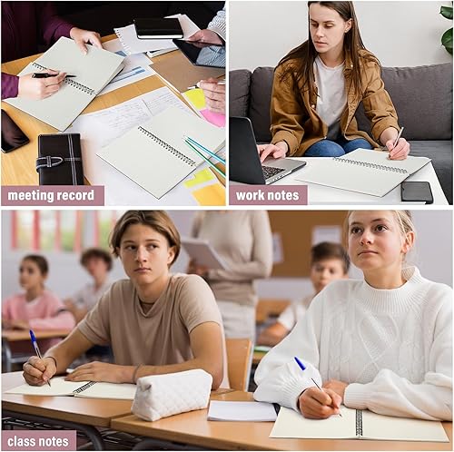 Vista 6 de Glenmal 6 cuadernos en espiral para el trabajo A4 de 8.5 x 11 pulgadas, cuaderno de espiral con rayas universitarias, papel de estraza con tapa