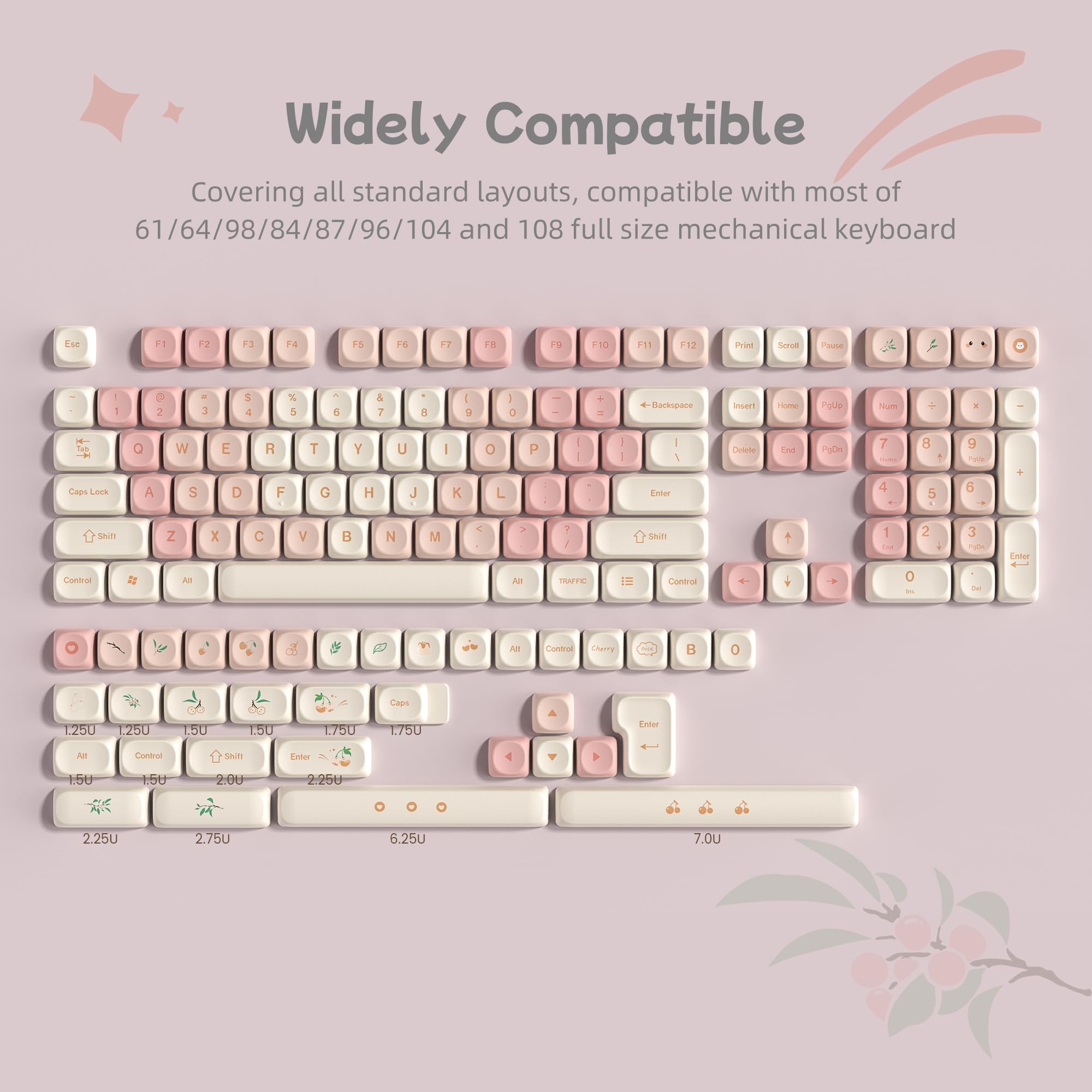 MOA Keycaps PBT Dye-Sublimation, 143 Tasti Set di Keycaps Personalizzati ANSI/ISO per Tastiera 61/64/68/84/87/100/104/108 Cherry MX Mechanical Keyboard, Rosa