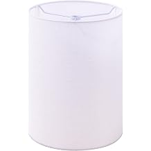 Wellmet White 8"x 8"x11" Lampshade, No Assembly Required, Classic Modern Lamp Shade for Table Lamp, Bedside Lamp, Floor Lamp, Fabric Drum Lampshade, Spider Fitter