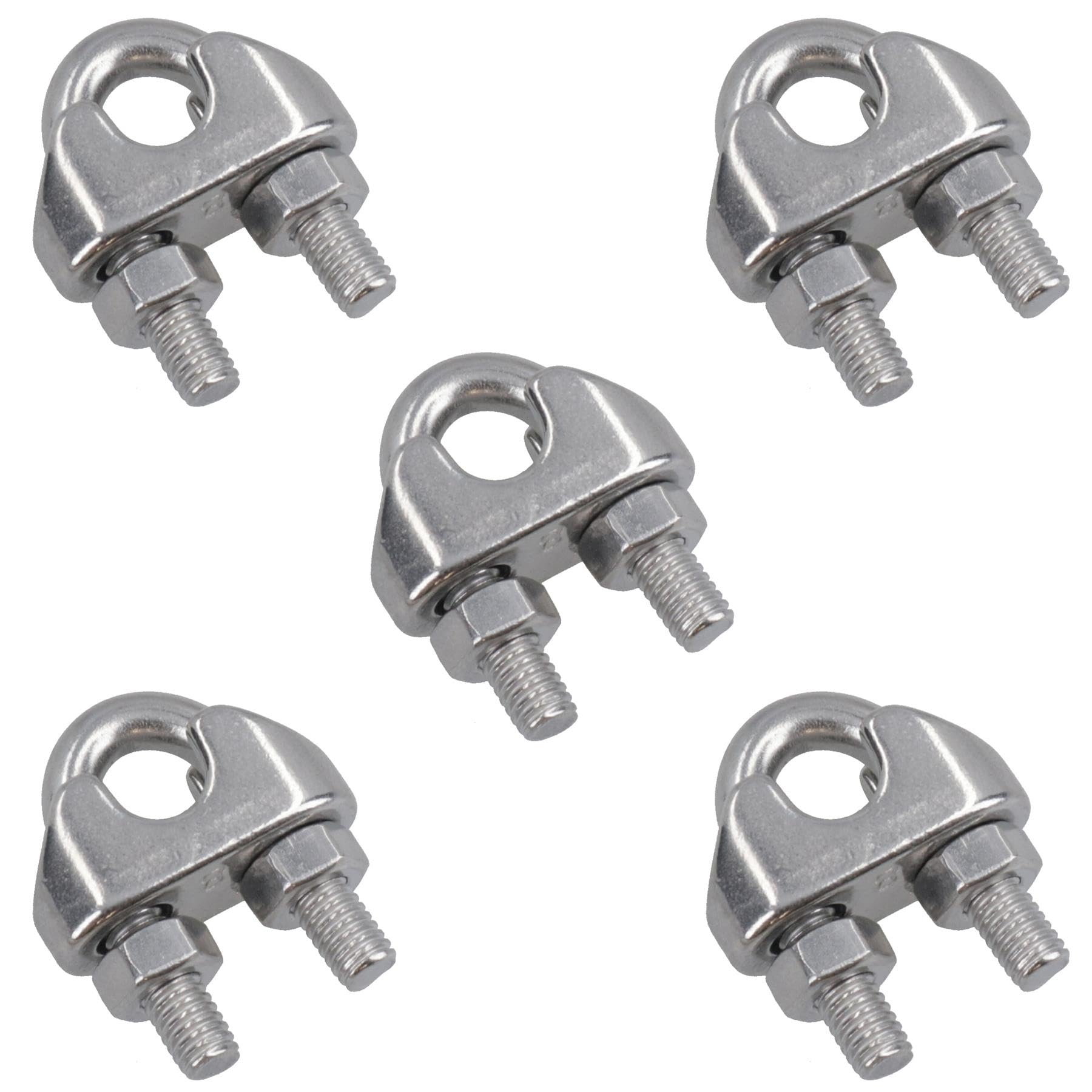 8mm Wire Rope/Cable Grip/Clamp Stainless Steel 316 Marine Grade 5 Pack