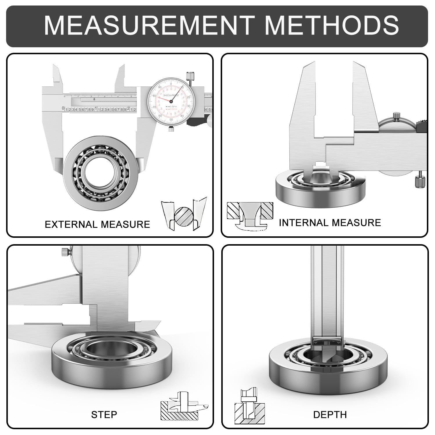 Dual Scale Calipers - Dial, Micrometer & Ruler -4