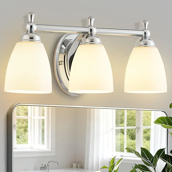 EJIAXIN Bathroom Light Fixtures, 3 Light Bathroom Lighting Fixtures Over Mirror Wall Sconces Lighting Brushed Nickel Vanity Light for Living Room Cabinet