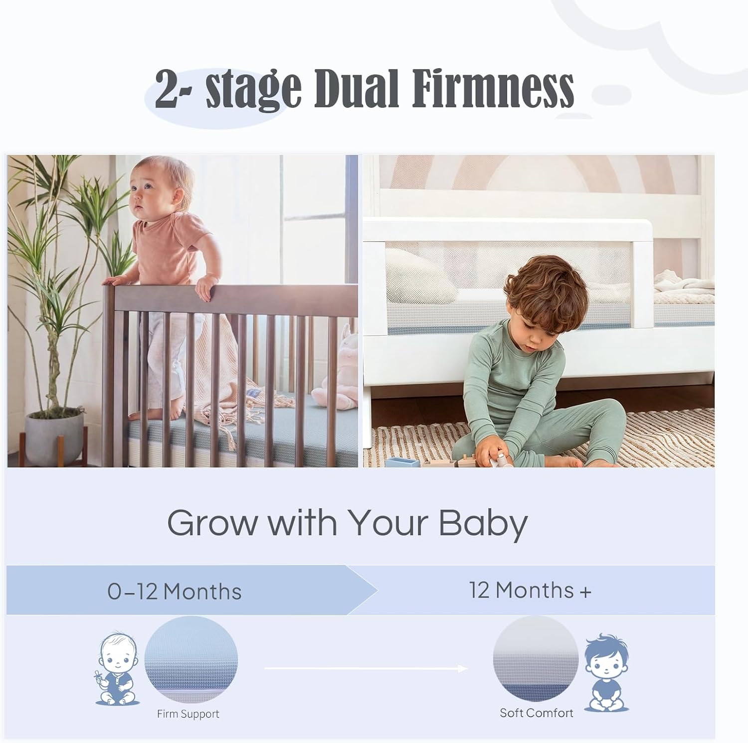 mini Crib Mattress 38x24x4 inches, High Density Foam