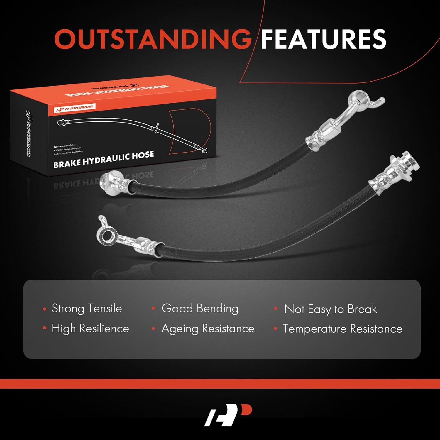 A-Premium Rear Driver and Passenger Brake Hydraulic Hose Compatible with Nissan Models - Altima 2002-2006, Maxima 2004-2008 - Replace# 462118J011(Pack of 2)