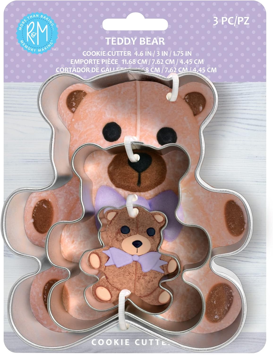 R&M International 1914 Teddy Bear Cookie Cutters 3-Piece Nested Set