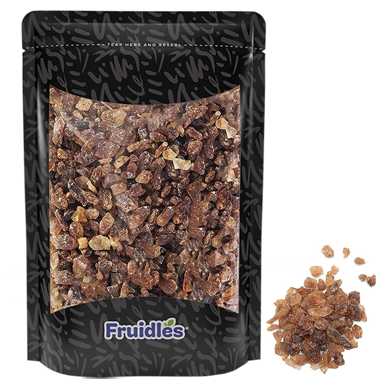 Fruidles Natural Amber Rock Sugar For Tea and Coffee, Pure Cane Sugar Crystals, Dissolves Quickly, Resealable Bag (1 Pound)