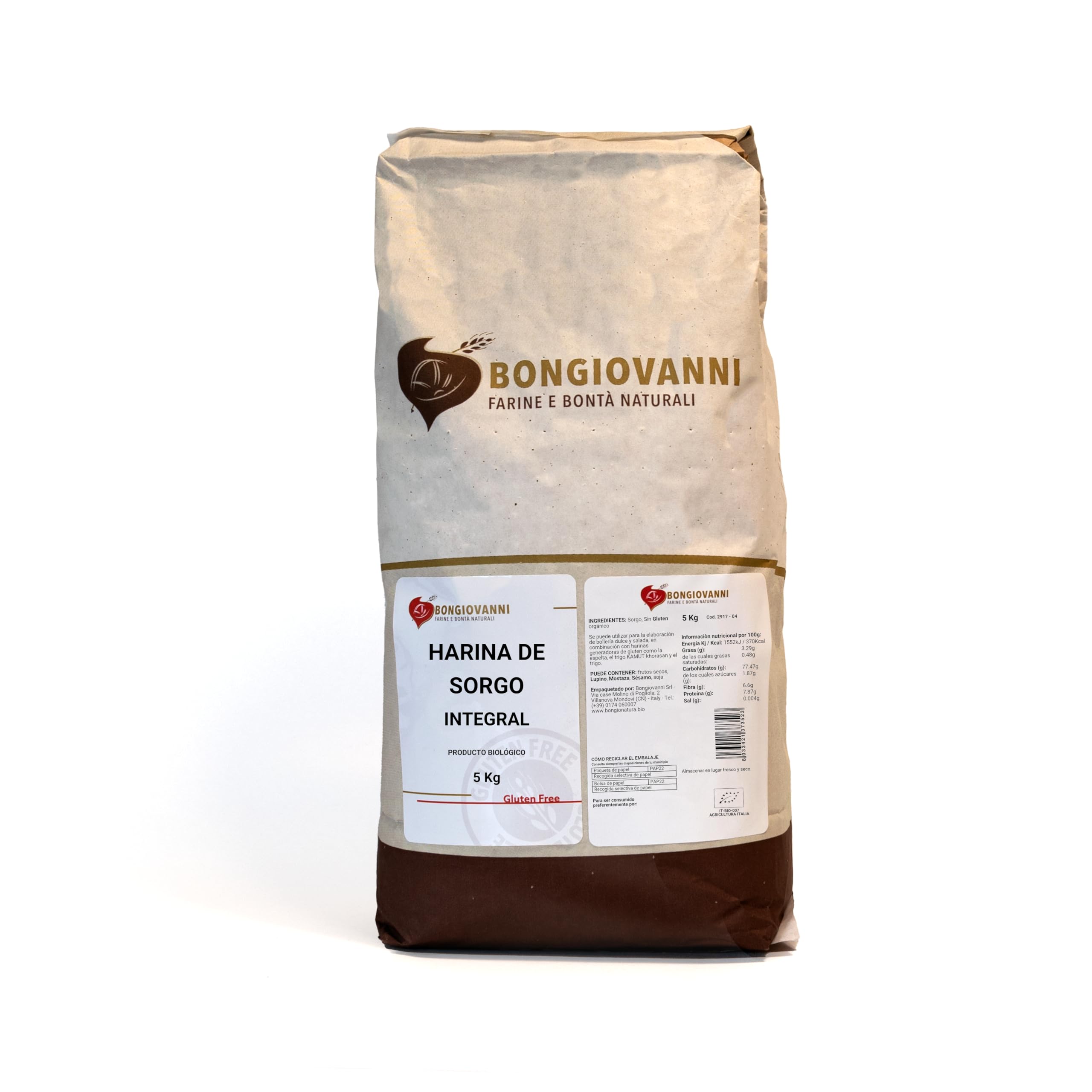 BONGIOVANNI FARINE E BONTA' NATURALI Farina di Sorgo integrale BIO 5Kg