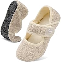 Scurtain Comfy Adjustable Wide Diabetic Slippers for Women & Men - Soft Fuzzy Non-Slip House Shoes for Foot Relief