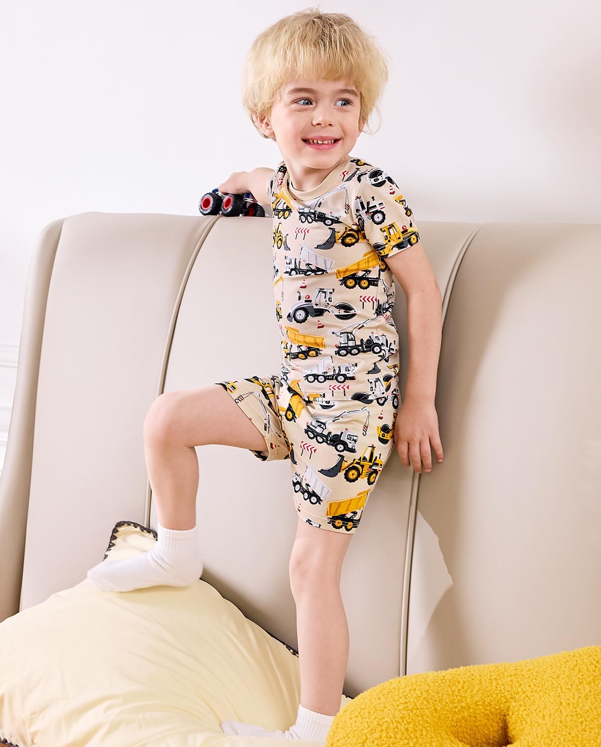 Bamboo Viscose Toddler Car Pajamas Boys Girls Kids Short Cool Summer 12M-8Y Snug fit Pjs Set 2pcs - Image 6