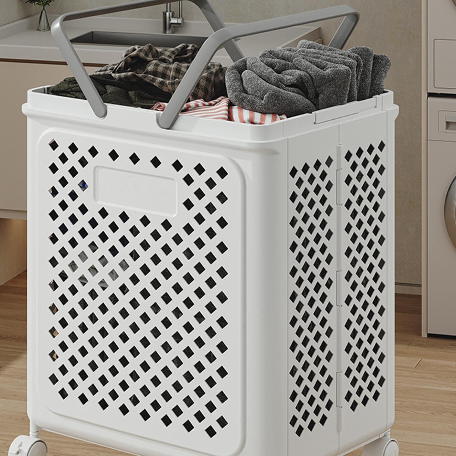 Cesto portabiancheria con ruote, pieghevole, grande cesto portabiancheria su ruote, cestino portatile per vestiti sporchi per casa, armadio, dormitorio, bagno, lavanderia
