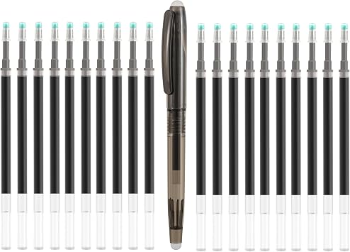 ibotti Heat Erasable Fabric Pen with 20 Refills for Tailors Sewing, Quilting and Crafts, Black