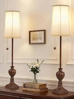 Skinny Brown Resin Farmhouse Lamp