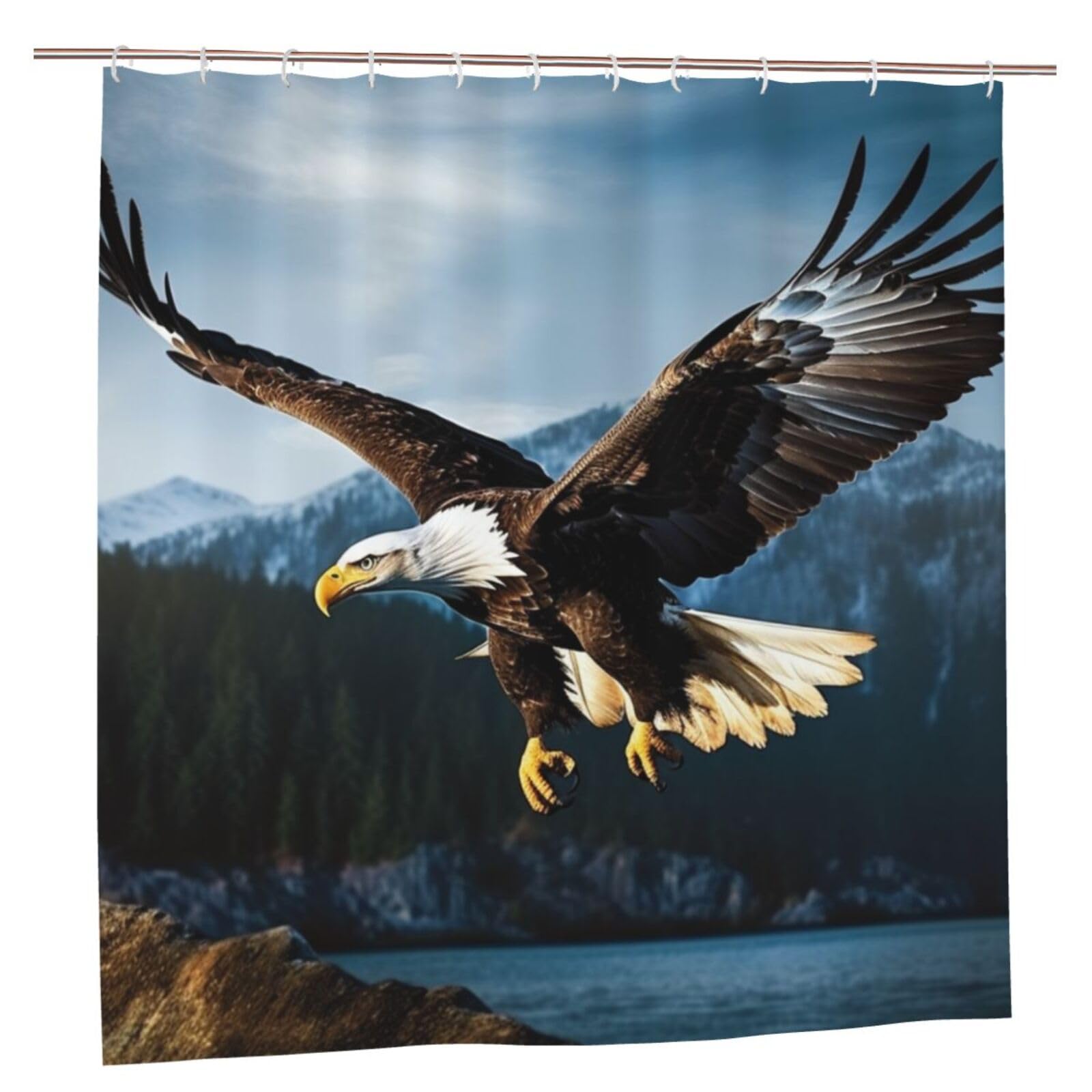 Rideau de douche aigle de chasse 183x183cm pour déco nature