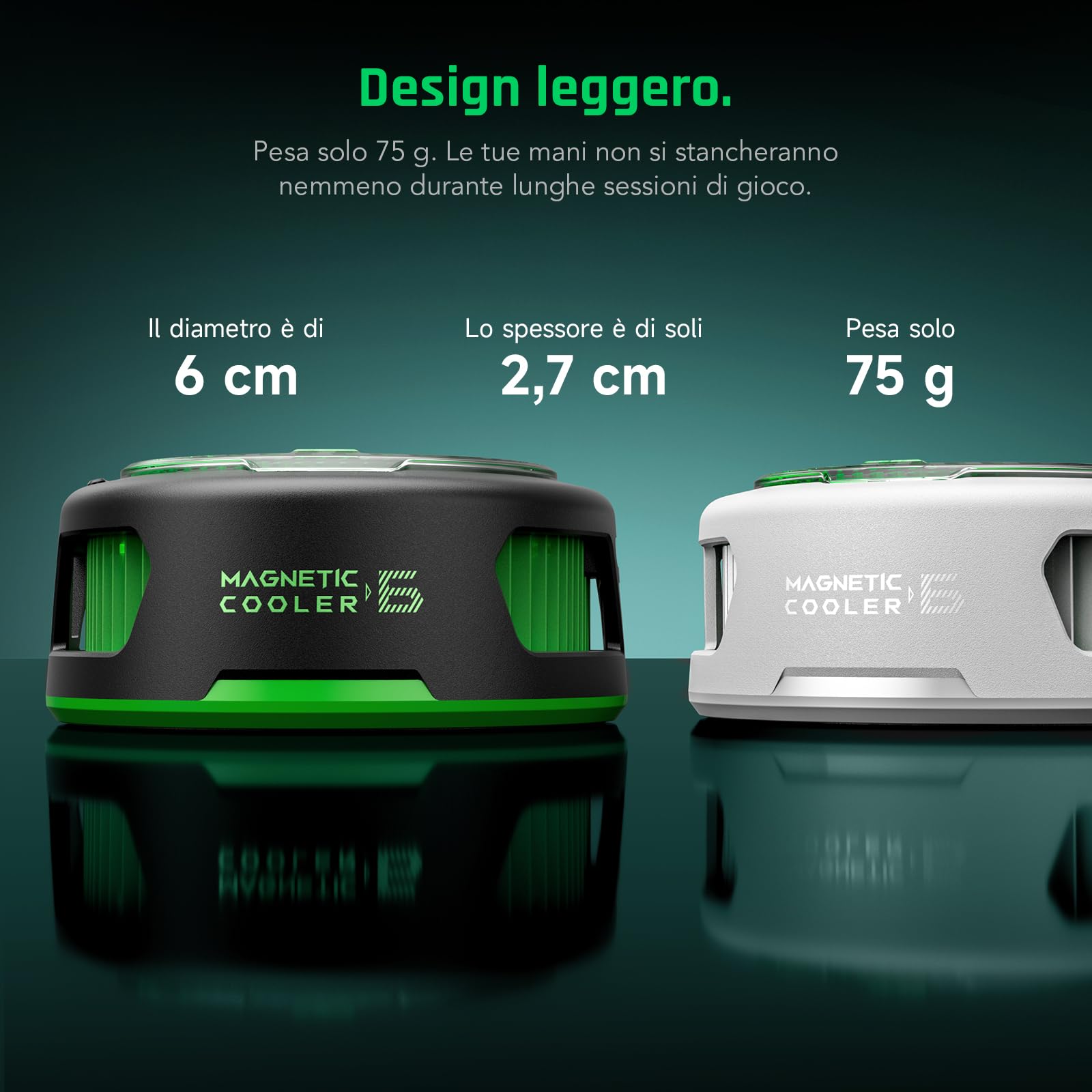 Black Shark FunCooler 6 Raffreddatore Magnetico per Telefono per Gaming, Ventola di Raffreddamento Portatile con Luce RGB, Radiante per Telefono Controllato da App per Serie Magnetica iPhone(Bianco)
