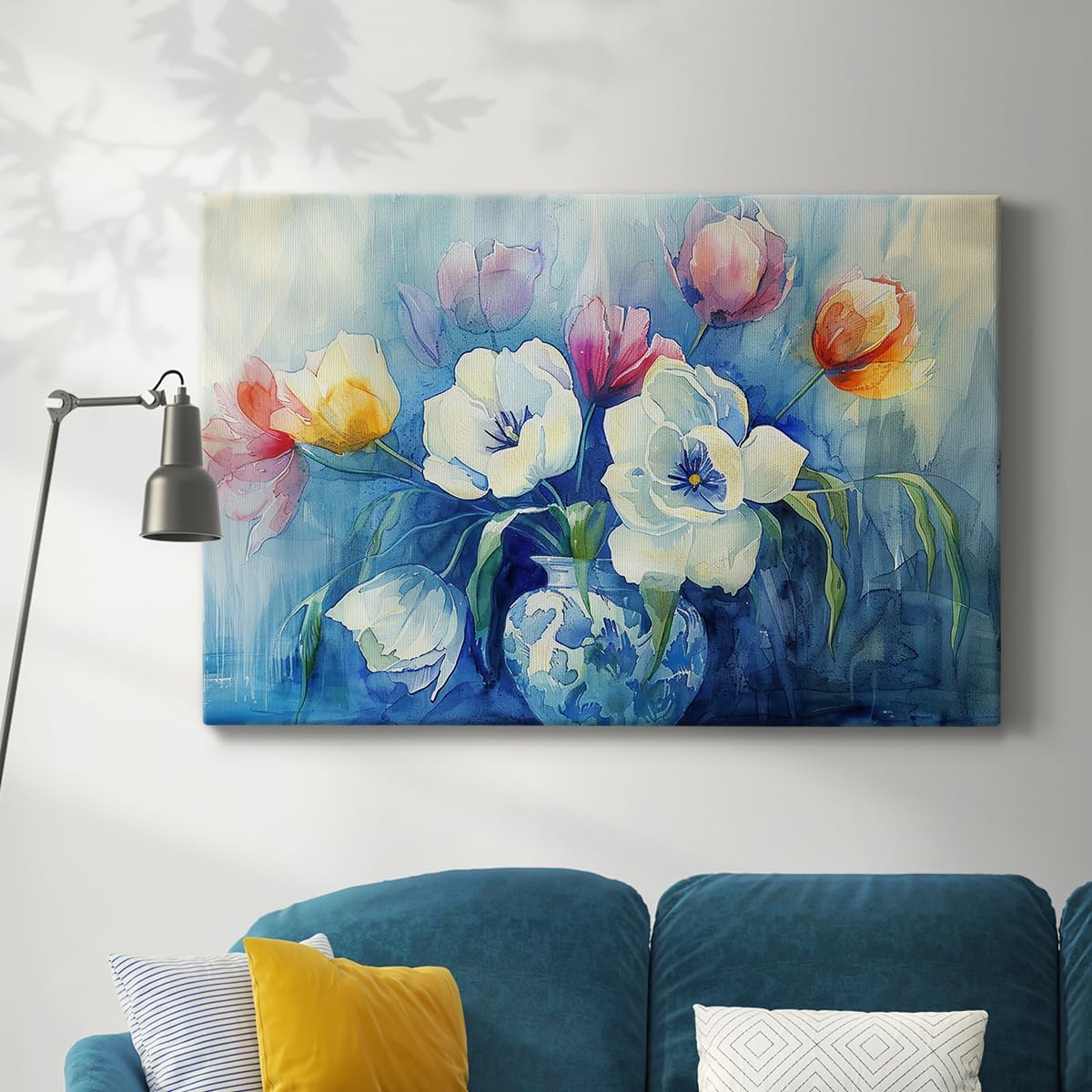 Renditions Gallery Artwork for Home Decorations Beautiful Flowers Ceramic Vase Floral Canvas Wall Hangings for Office Bedroom Kitchen - 12"x18" LT569